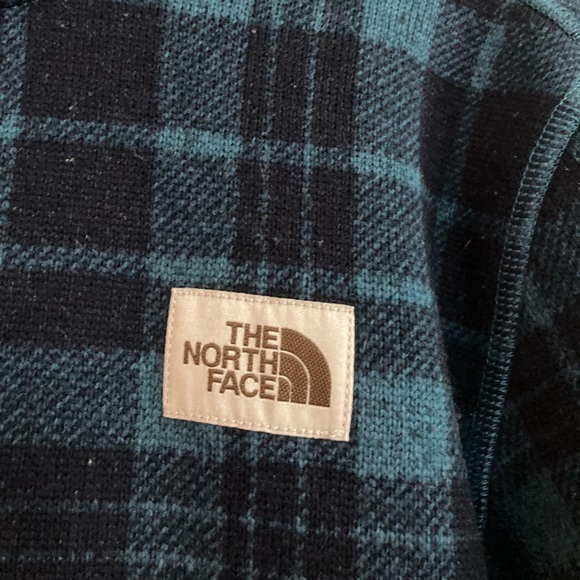 The North Face Blue Plaid Quarter Zip Jacket/Sweater Men's M - Picture 4 of 10